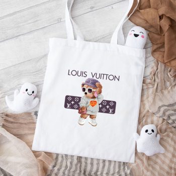 Louis Vuitton Logo Luxury Teddy Bear Cotton Canvas Tote Bag TTB1600