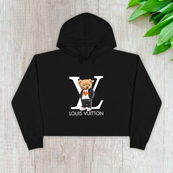 Louis Vuitton Logo Luxury Teddy Bear Crop Pullover Hoodie For Lady CPH1567