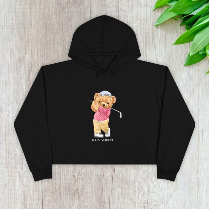 Louis Vuitton Logo Luxury Teddy Bear Crop Pullover Hoodie For Lady CPH1585