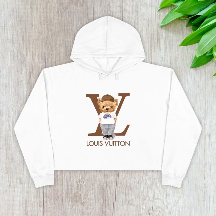 Louis Vuitton Logo Luxury Teddy Bear Crop Pullover Hoodie For Lady CPH1588