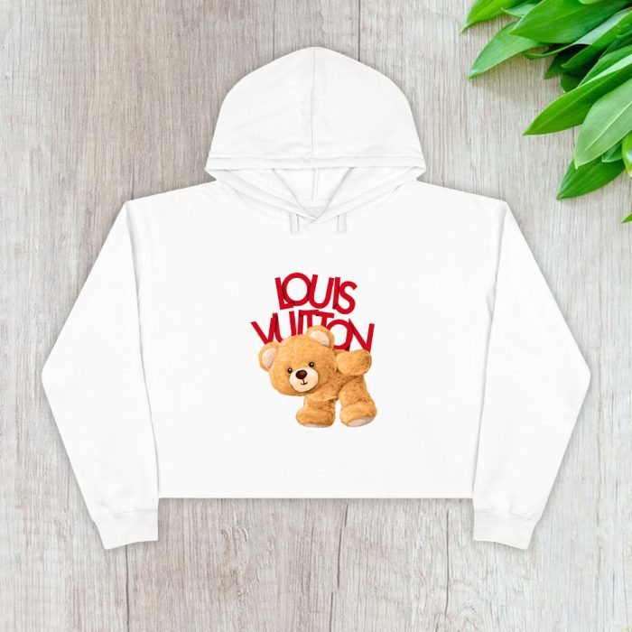 Louis Vuitton Logo Luxury Teddy Bear Crop Pullover Hoodie For Lady CPH1598