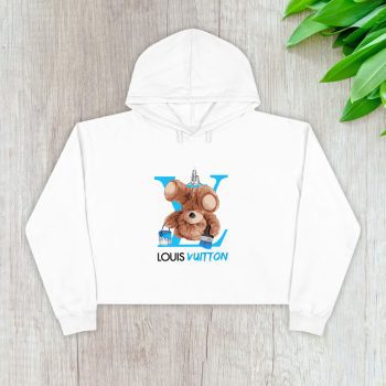 Louis Vuitton Logo Luxury Teddy Bear Crop Pullover Hoodie For Lady CPH1644