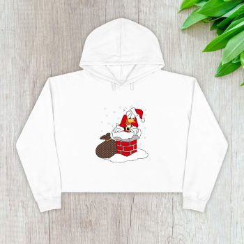 Louis Vuitton Monogram Canvas Pattern Donald Duck Santa Crop Pullover Hoodie For Lady CPH1541