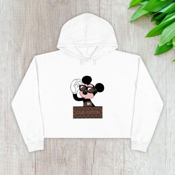 Louis Vuitton Monogram Canvas Pattern Mickey Mouse Crop Pullover Hoodie For Lady CPH1711