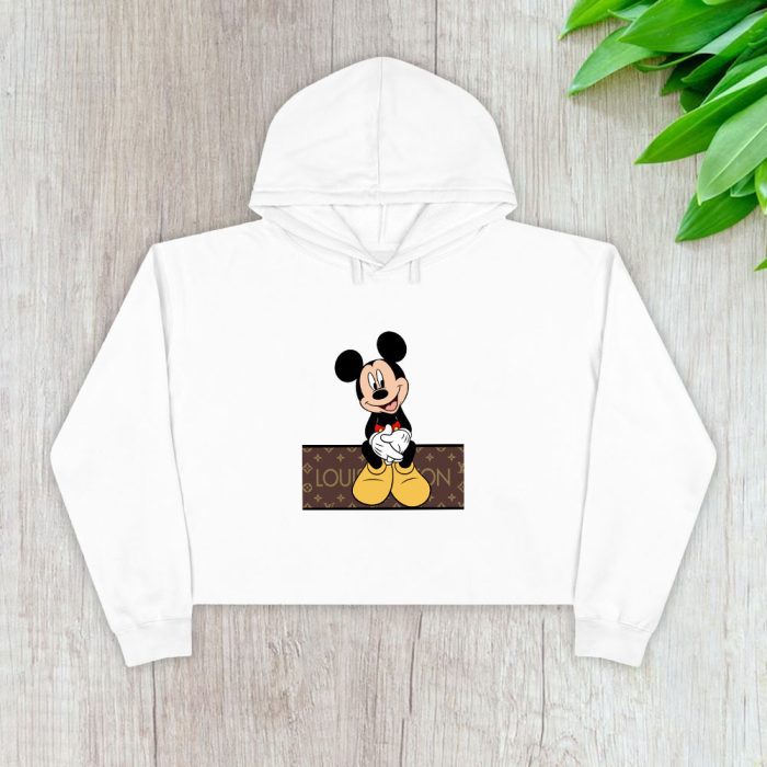 Louis Vuitton Monogram Canvas Pattern Mickey Mouse Crop Pullover Hoodie For Lady CPH1712