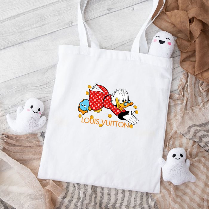 Louis Vuitton Red Monogram Canvas Pattern Scrooge Mcduck Cotton Canvas Tote Bag TTB1716