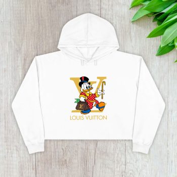 Louis Vuitton Red Monogram Canvas Pattern Scrooge Mcduck Crop Pullover Hoodie For Lady CPH1714
