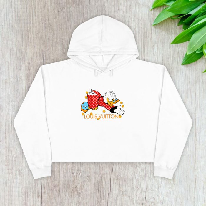 Louis Vuitton Red Monogram Canvas Pattern Scrooge Mcduck Crop Pullover Hoodie For Lady CPH1716