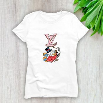 Louis Vuitton Red Monogram Canvas Pattern Scrooge Mcduck Lady T-Shirt Luxury Tee For Women LDS1717