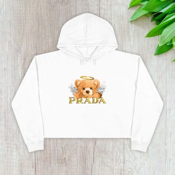 Prada Gold Logo Luxury Teddy Bear Crop Pullover Hoodie For Lady CPH1810