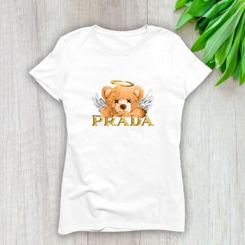 Prada Gold Logo Luxury Teddy Bear Lady T-Shirt Luxury Tee For Women LDS1812