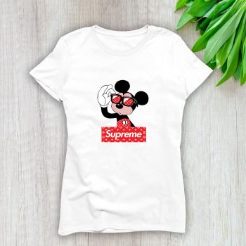 Supreme X Louis Vuitton Mickey Mouse Lady T-Shirt Luxury Tee For Women LDS1855