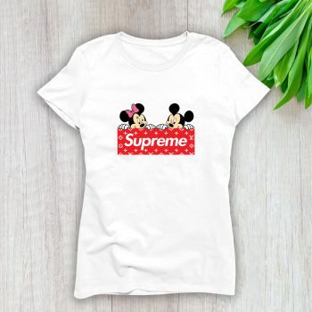 Supreme X Louis Vuitton Mickey Mouse Lady T-Shirt Luxury Tee For Women LDS1857