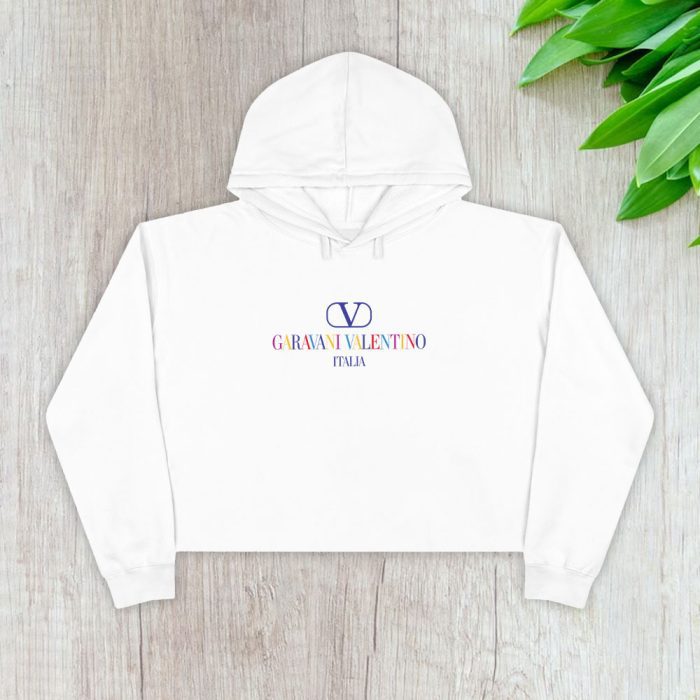 Valentino Garavani Italia Logo Luxury Crop Pullover Hoodie For Lady CPH1910