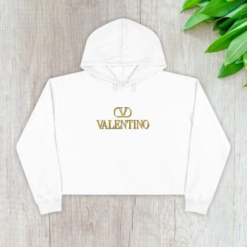 Valentino Gold Logo Luxury Crop Pullover Hoodie For Lady CPH1903