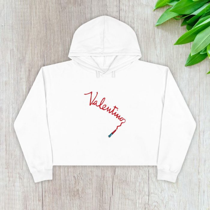 Valentino Letter Lipstick Crop Pullover Hoodie For Lady CPH1900