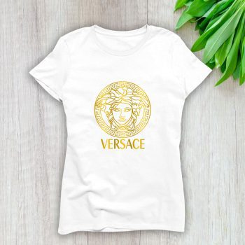 Versace Medusa Gold Luxury Logo Lady T-Shirt Luxury Tee For Women LDS1925