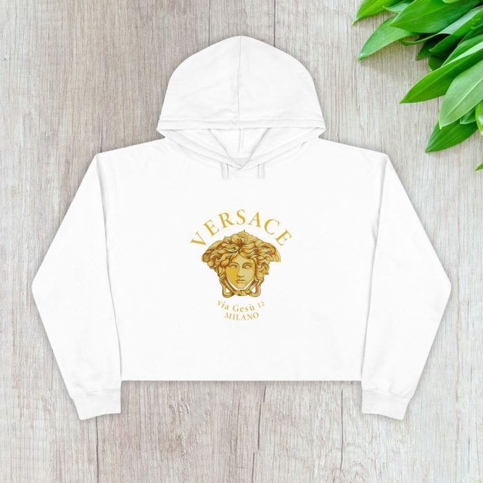 Versace Medusa Via Gesu 12 Milano Crop Pullover Hoodie For Lady CPH1928