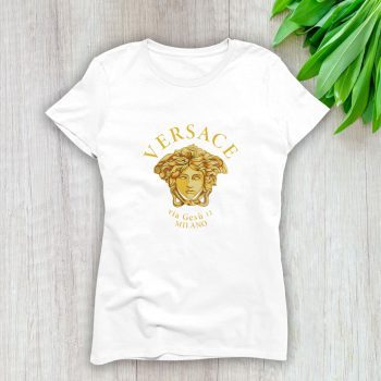 Versace Medusa Via Gesu 12 Milano Lady T-Shirt Luxury Tee For Women LDS1930