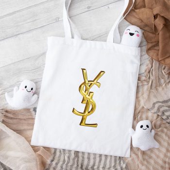 Yves Saint Laurent Gold Logo Luxury Cotton Canvas Tote Bag TTB1963