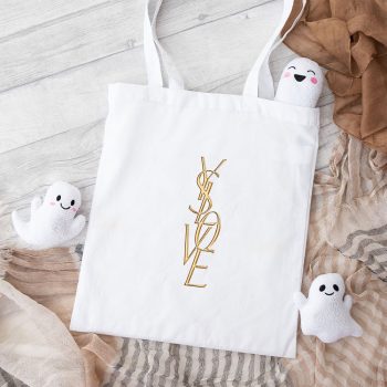 Yves Saint Laurent Gold Logo Luxury Cotton Canvas Tote Bag TTB1966
