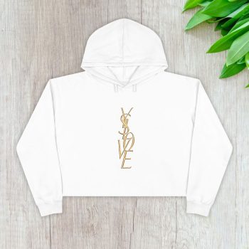 Yves Saint Laurent Gold Logo Luxury Crop Pullover Hoodie For Lady CPH1966