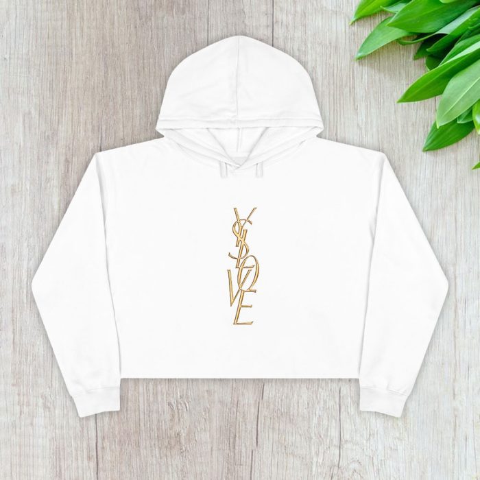 Yves Saint Laurent Gold Logo Luxury Crop Pullover Hoodie For Lady CPH1966