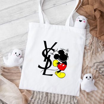 Yves Saint Laurent Logo Luxury Mickey Mouse Cotton Canvas Tote Bag TTB1974