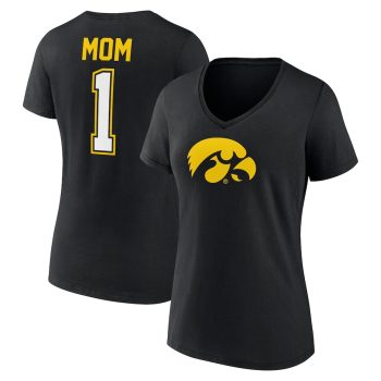 Iowa Hawkeyes Women's Mother's Day #1 Mom V-Neck T-Shirt - Black
