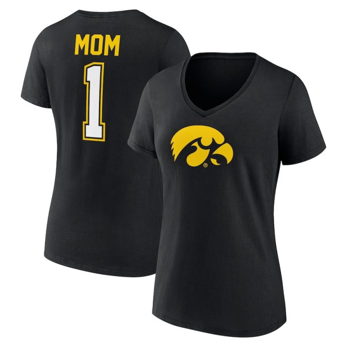 Iowa Hawkeyes Women's Mother's Day #1 Mom V-Neck T-Shirt - Black