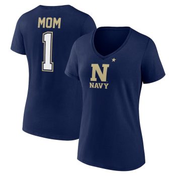 Navy Midshipmen Women's Mother's Day #1 Mom V-Neck T-Shirt - Navy