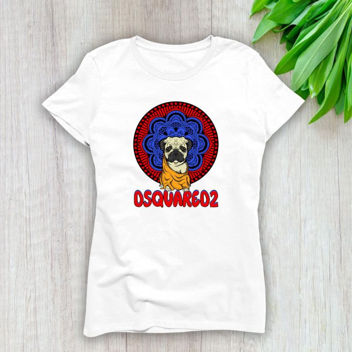Cartoon Pug Dog Dsquared2 Brand Lady T-Shirt Cotton Tee TLT6246