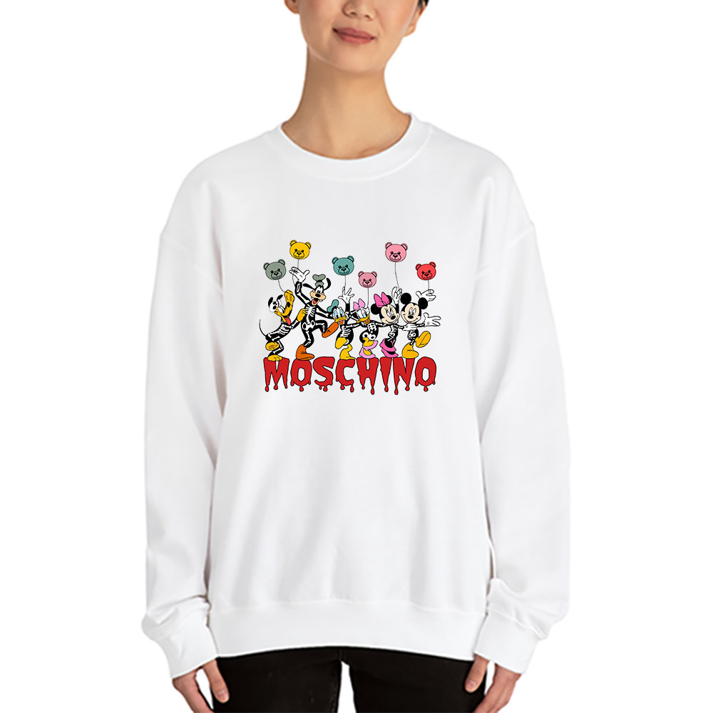 Mickey-And-Friends-Skeleton-Halloween-Moschino-Unisex-Hoodie-TAH10109-2