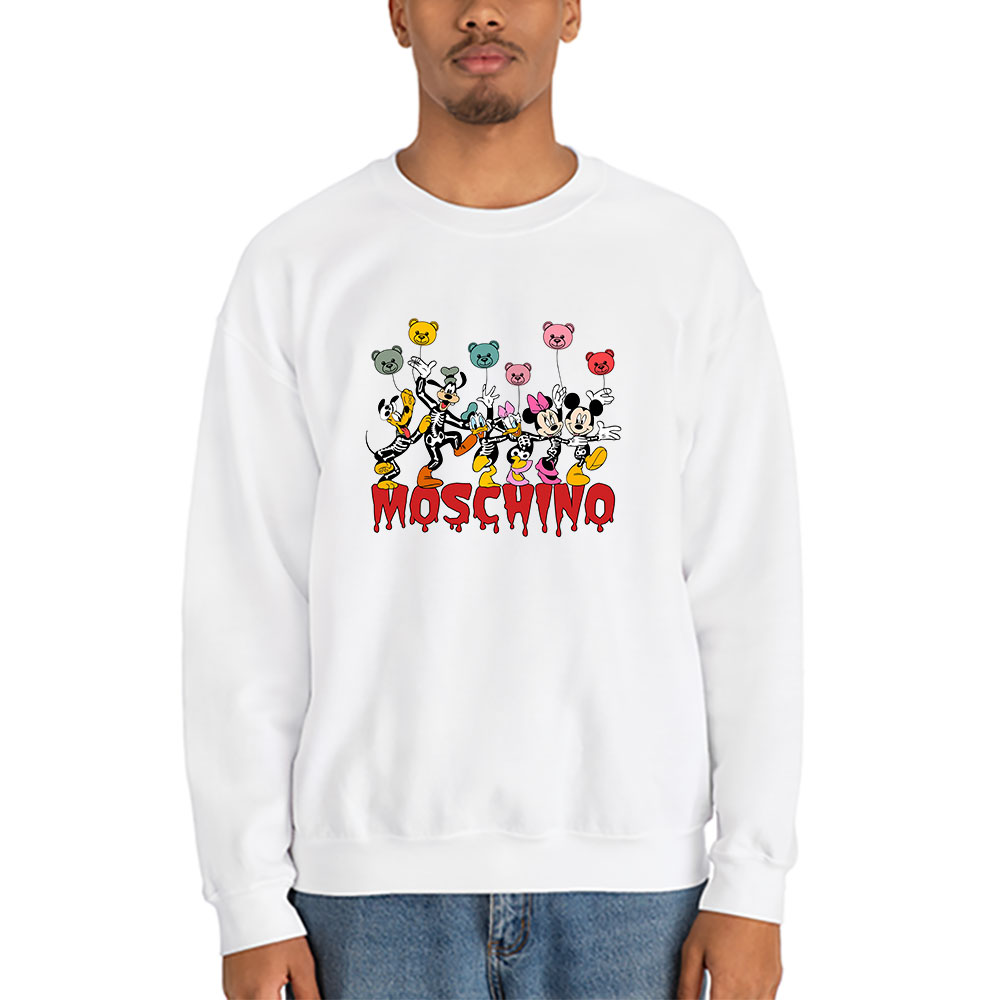 Mickey-And-Friends-Skeleton-Halloween-Moschino-Unisex-Hoodie-TAH10109-3