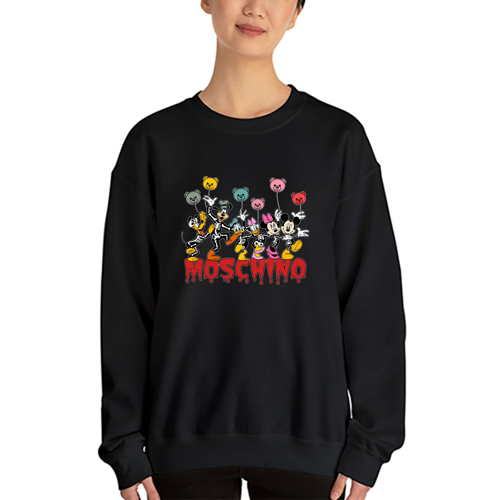 Mickey-And-Friends-Skeleton-Halloween-Moschino-Unisex-Hoodie-TAH10109-4