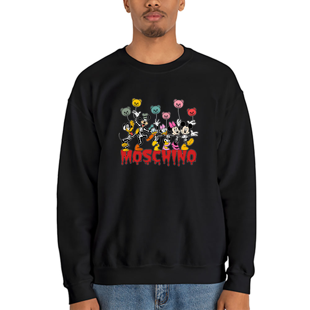 Mickey-And-Friends-Skeleton-Halloween-Moschino-Unisex-Hoodie-TAH10109-5