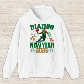 Boston Celtics Blazing Into The New Year NBA Gift For Fan Hello 2025 Unisex Hoodie TAH22344