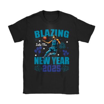 Charlotte Hornets Blazing Into The New Year NBA Gift For Fan Hello 2025 Unisex T-Shirt Cotton Tee TAT22424