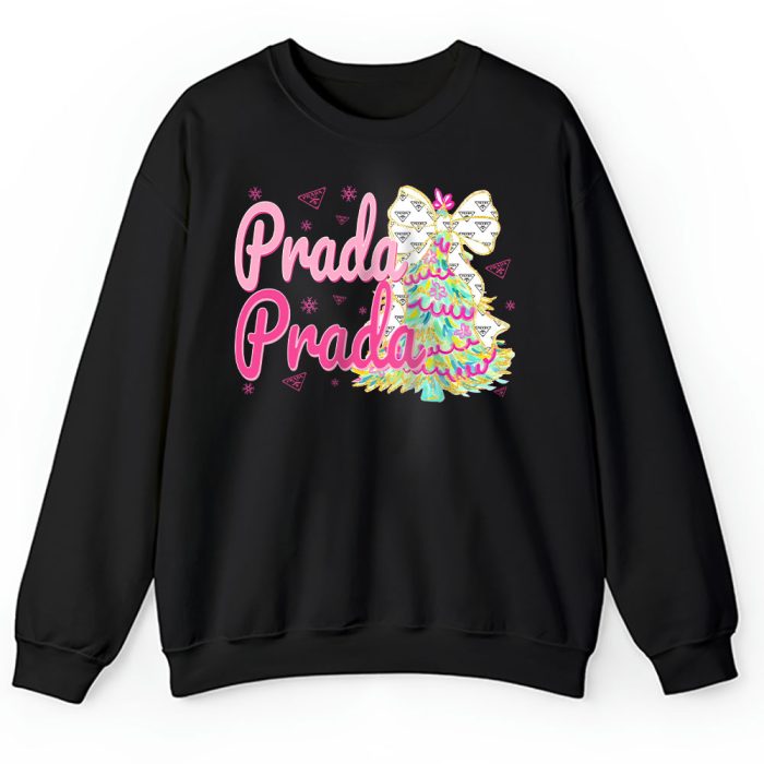 Colorful Glitter Holly Jolly Coquette Christmas Tree Prada Unisex Sweatshirt TAS22001