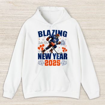 Edmonton Oilers Blazing Into The New Year NHL Gift For Fan Hello 2025 Unisex Hoodie TAH22589