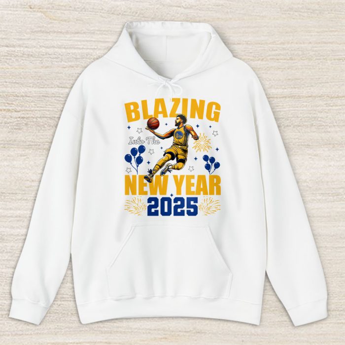 Golden State Warriors Blazing Into The New Year NBA Gift For Fan Hello 2025 Unisex Hoodie TAH22613