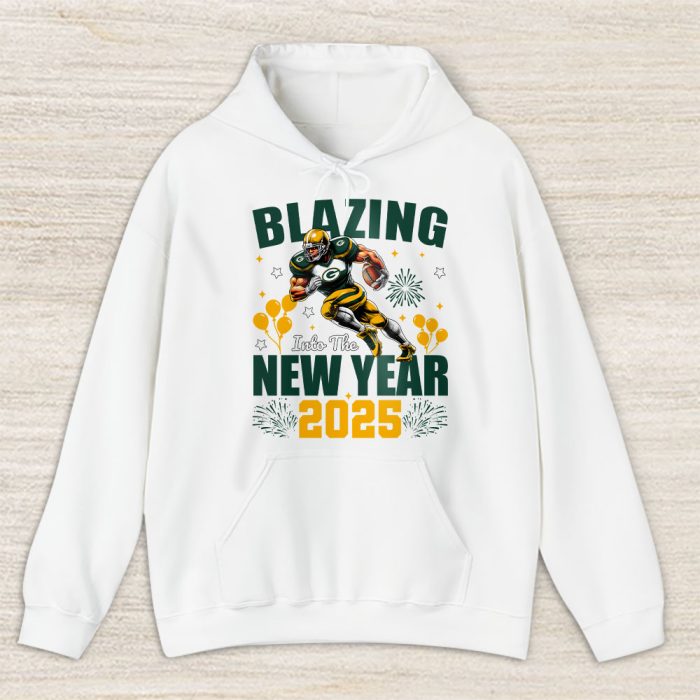 Green Bay Packers Blazing New Year NFL Gift For Fan Hello 2025 Unisex Hoodie TAH22608