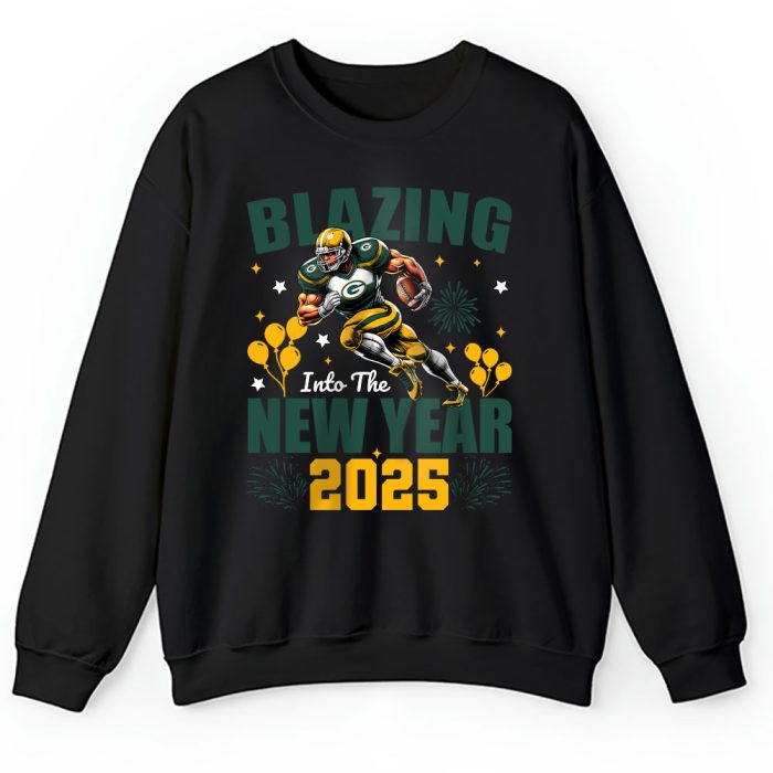 Green Bay Packers Blazing New Year NFL Gift For Fan Hello 2025 Unisex Sweatshirt TAS22608