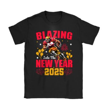 Kansas City Chiefs Blazing New Year NFL Gift For Fan Hello 2025 Unisex T-Shirt Cotton Tee TAT22685