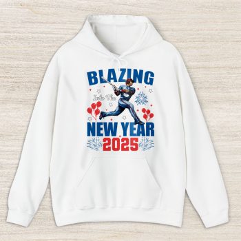 Los Angeles Dodgers Blazing Into The New Year MLB Gift For Fan Hello 2025 Unisex Hoodie TAH22722