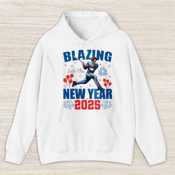 Los Angeles Dodgers Blazing Into The New Year MLB Gift For Fan Hello 2025 Unisex Hoodie TAH22722