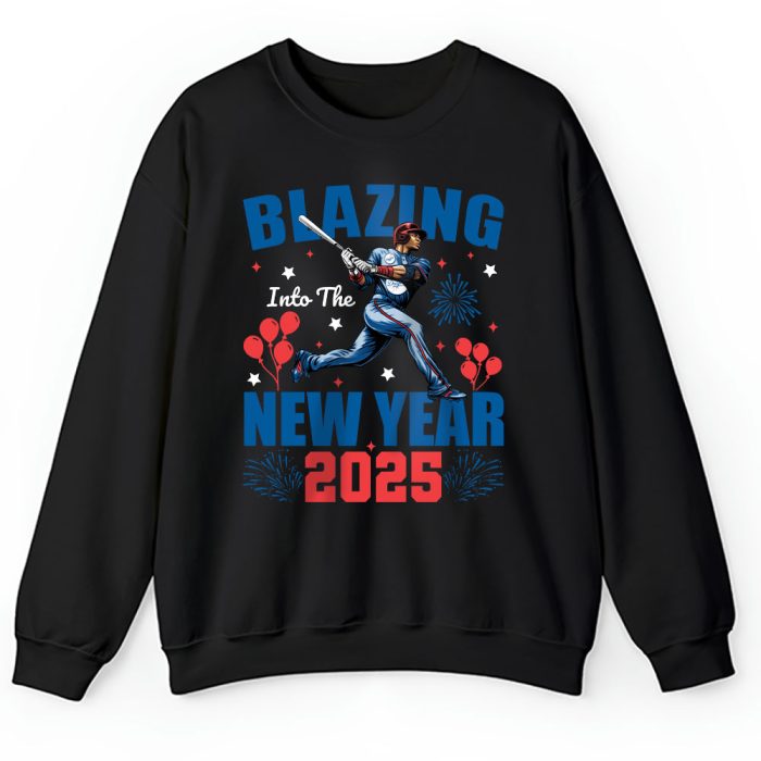 Los Angeles Dodgers Blazing Into The New Year MLB Gift For Fan Hello 2025 Unisex Sweatshirt TAS22722