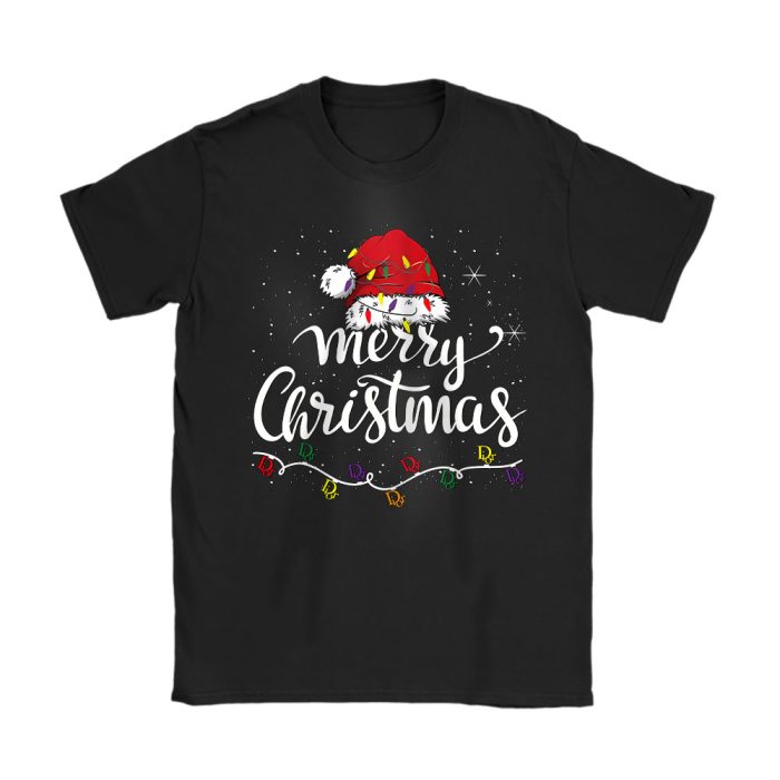 Merry Christmas Lights Red Santa Hat Xmas Dior Unisex T-Shirt Cotton Tee TAT22116