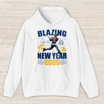 Milwaukee Brewers Blazing Into The New Year MLB Gift For Fan Hello 2025 Unisex Hoodie TAH22811
