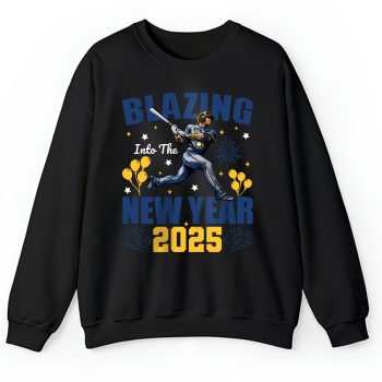 Milwaukee Brewers Blazing Into The New Year MLB Gift For Fan Hello 2025 Unisex Sweatshirt TAS22811